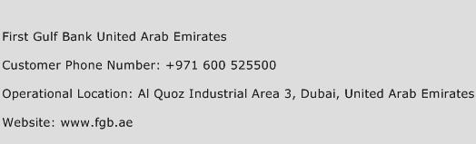 First Gulf Bank United Arab Emirates Phone Number Customer Service
