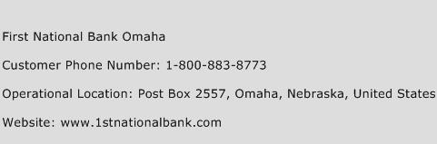 First National Bank Omaha Phone Number Customer Service
