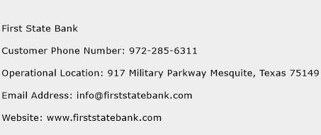 First State Bank Phone Number Customer Service