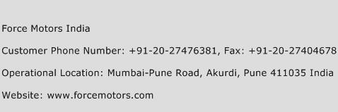 Force Motors India Phone Number Customer Service