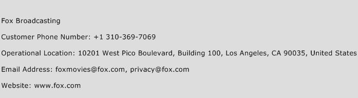 Fox Broadcasting Phone Number Customer Service