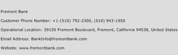 Fremont Bank Phone Number Customer Service