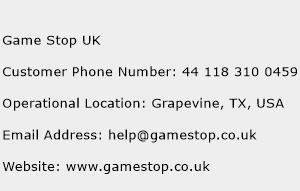 Game Stop UK Phone Number Customer Service
