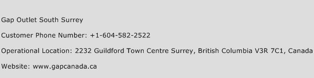 Gap Outlet South Surrey Phone Number Customer Service