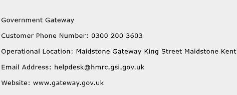 Government Gateway Phone Number Customer Service