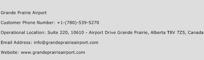 Grande Prairie Airport Phone Number Customer Service