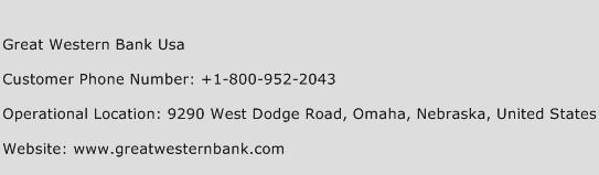 Great Western Bank USA Phone Number Customer Service