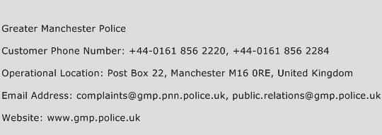 Greater Manchester Police Phone Number Customer Service