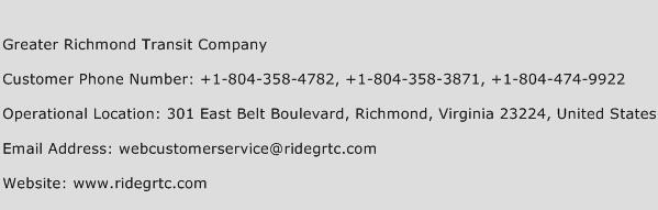 Greater Richmond Transit Company Phone Number Customer Service