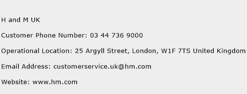 H and M UK Phone Number Customer Service