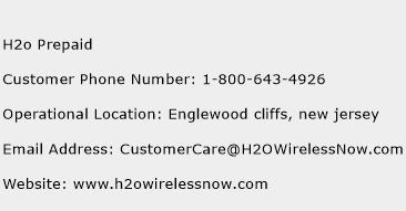 H2o Prepaid Phone Number Customer Service