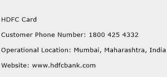 HDFC Card Phone Number Customer Service