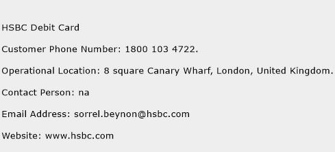 HSBC Debit Card Phone Number Customer Service