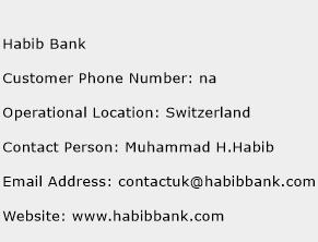 Habib Bank Phone Number Customer Service