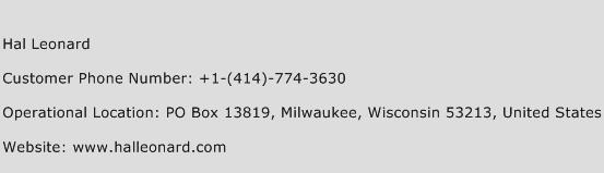 Hal Leonard Phone Number Customer Service