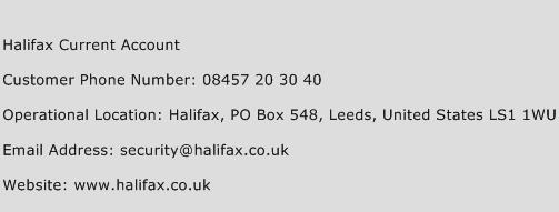 Halifax Current Account Phone Number Customer Service