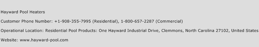Hayward Pool Heaters Phone Number Customer Service