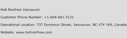 Holt Renfrew Vancouver Phone Number Customer Service