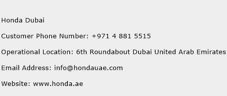 Honda Dubai Phone Number Customer Service