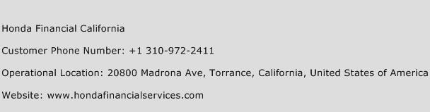 Honda Financial California Phone Number Customer Service