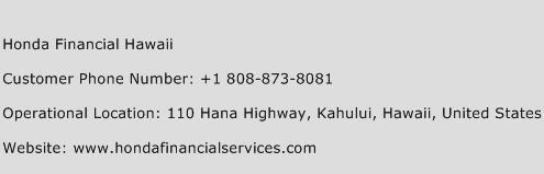 Honda Financial Hawaii Phone Number Customer Service