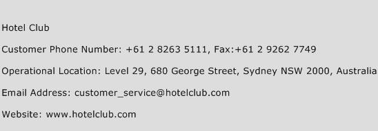 Hotel Club Phone Number Customer Service
