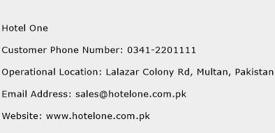 Hotel One Phone Number Customer Service