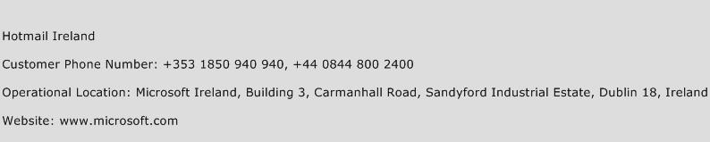 Hotmail Ireland Phone Number Customer Service