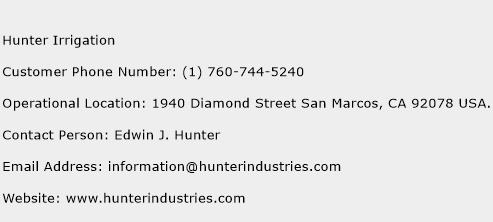 Hunter Irrigation Phone Number Customer Service