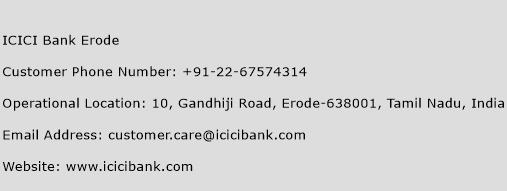 ICICI Bank Erode Phone Number Customer Service