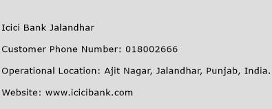 Icici Bank Jalandhar Phone Number Customer Service
