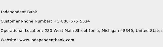 Independent Bank Phone Number Customer Service
