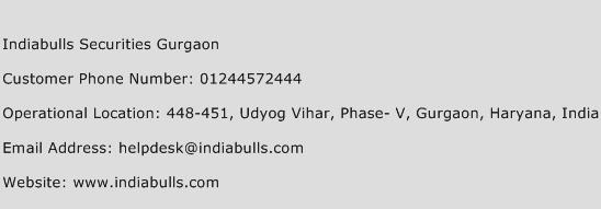 Indiabulls Securities Gurgaon Phone Number Customer Service