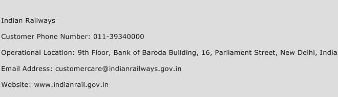 Indian Railways Phone Number Customer Service