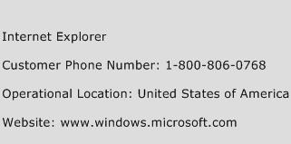 Internet Explorer Phone Number Customer Service