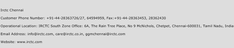 Irctc Chennai Phone Number Customer Service