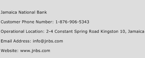 Jamaica National Bank Phone Number Customer Service