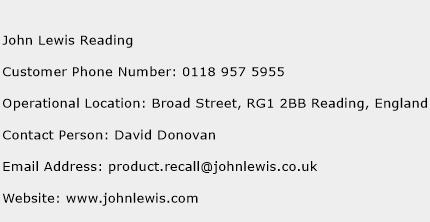 John Lewis Reading Phone Number Customer Service