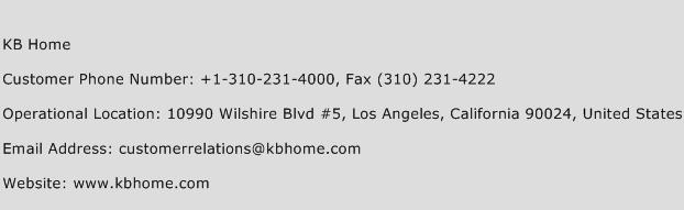 KB Home Phone Number Customer Service