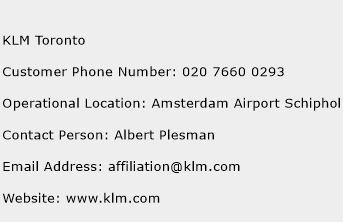 KLM Toronto Phone Number Customer Service