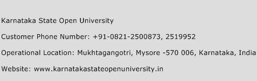 Karnataka State Open University Phone Number Customer Service