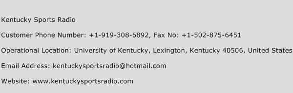 Kentucky Sports Radio Phone Number Customer Service