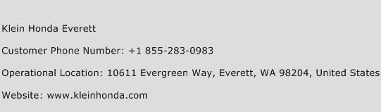 Klein Honda Everett Phone Number Customer Service