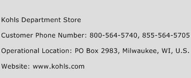 Kohls Department Store Phone Number Customer Service