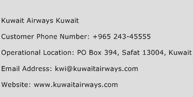 Kuwait Airways Kuwait Phone Number Customer Service