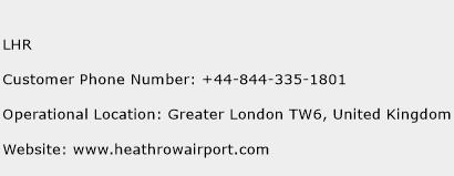 LHR Phone Number Customer Service