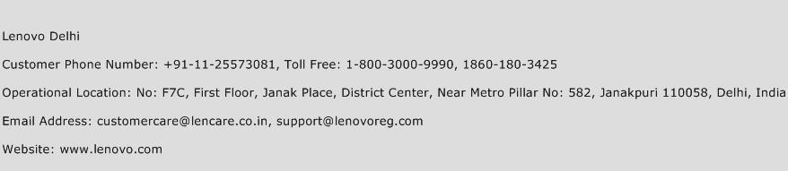 Lenovo Delhi Phone Number Customer Service