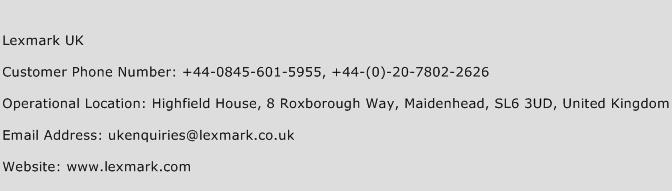 Lexmark UK Phone Number Customer Service