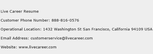 Live Career Resume Phone Number Customer Service