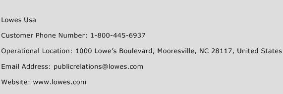 Lowes USA Phone Number Customer Service